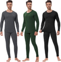 Thermal Underwear Set for Men - 3 Pack Fleece Lined Base Layer