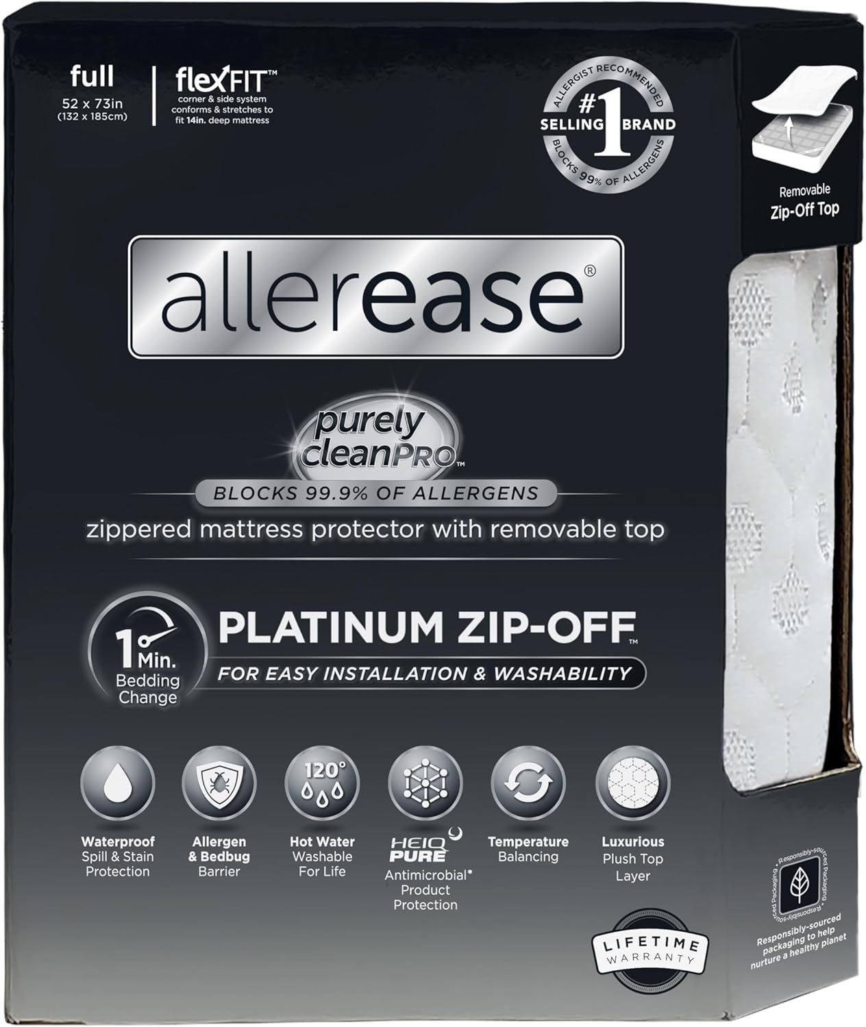 AllerEase Platinum Waterproof Mattress Protector with Zippered Top