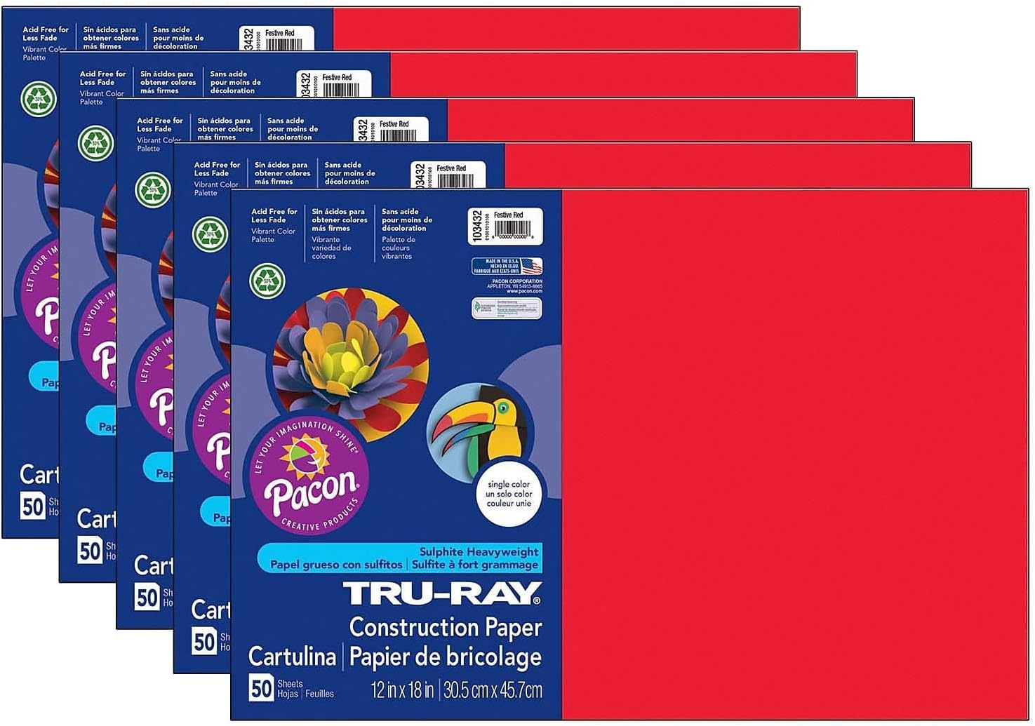 Tru-Ray Construction Paper in Festive Red for Creative Projects
