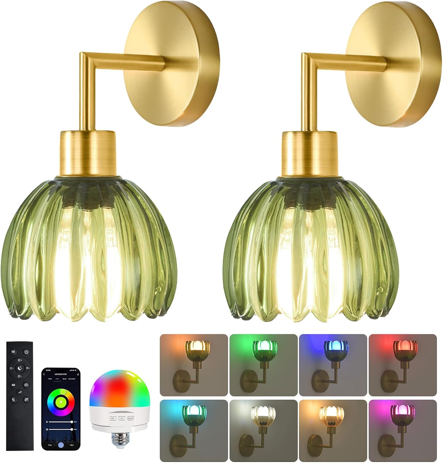 Vintage Battery Operated Wall Sconces Set of 2 with Remote Control