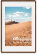 Natural Oak Wood Picture Frame 20x30 - Solid Oak, Tempered Glass