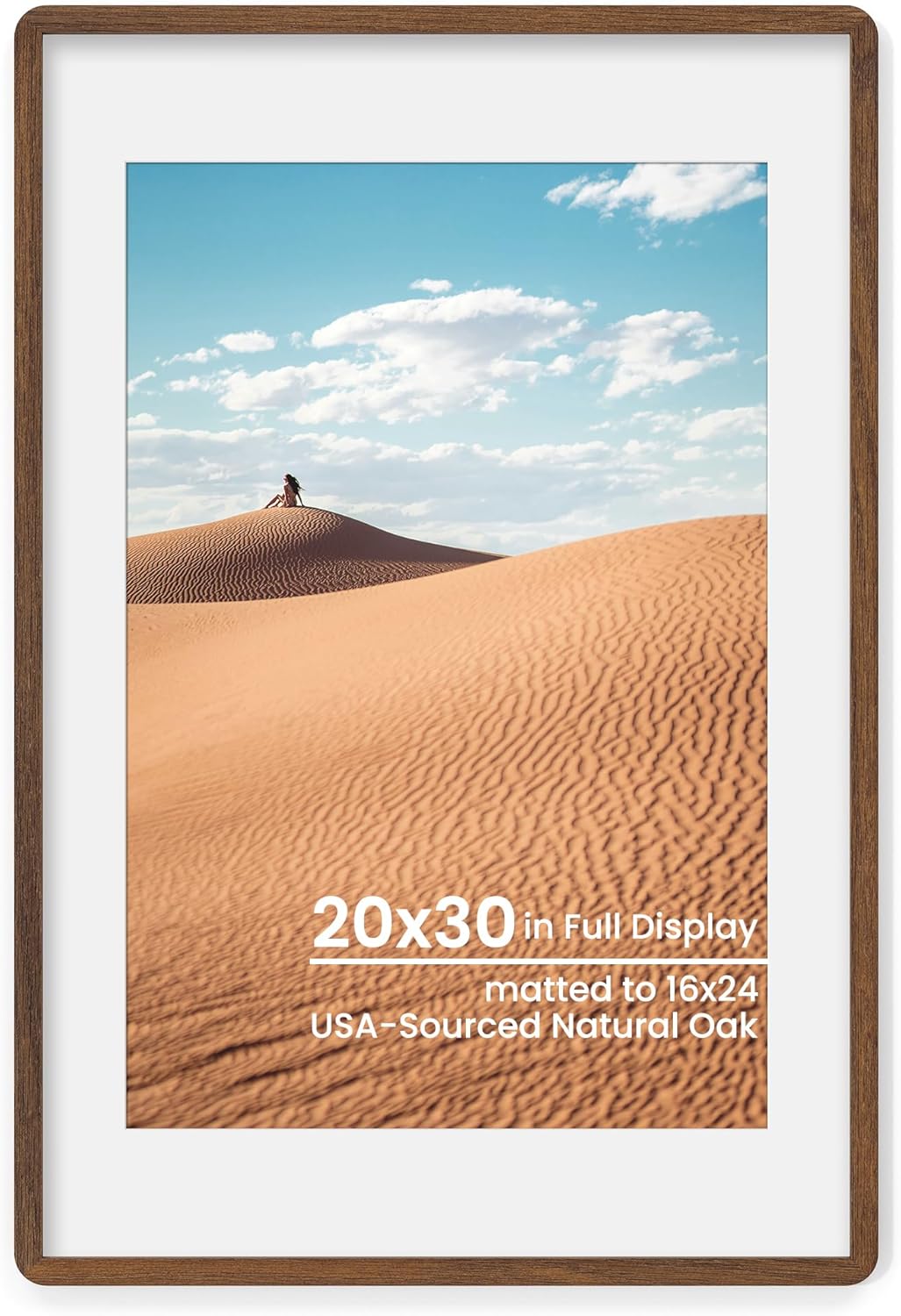 Natural Oak Wood Picture Frame 20x30 for Wall or Tabletop