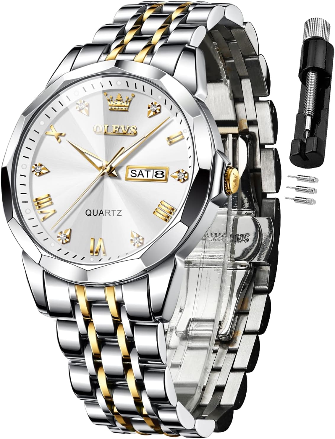 OLEVS Watch for Men: Luxury Two Tone Analog Quartz Timepiece