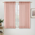 Blush Pink Linen Curtains 63 in Length 2 Panels - Soft Semi-Sheer