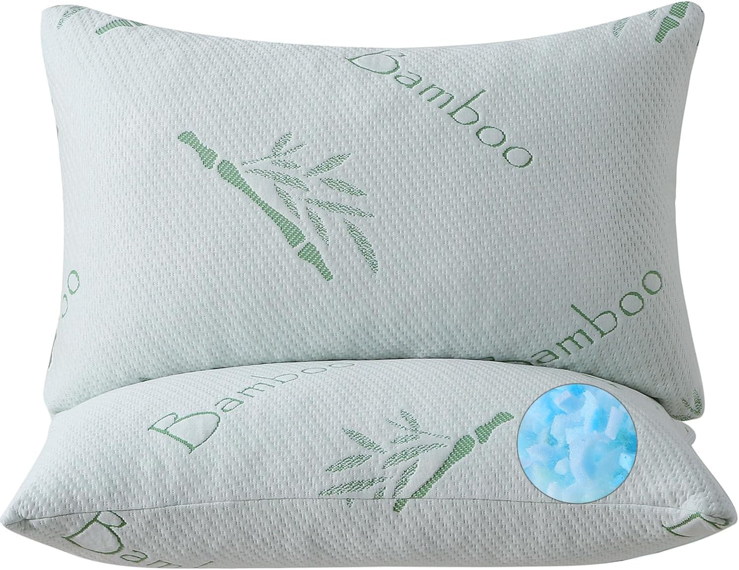 Shredded Memory Foam Pillows for Sleeping, 2 Pack Queen Size