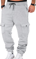 Mens Fleece Cargo Sweatpants for Men - Heavyweight Elastic Waist Pants