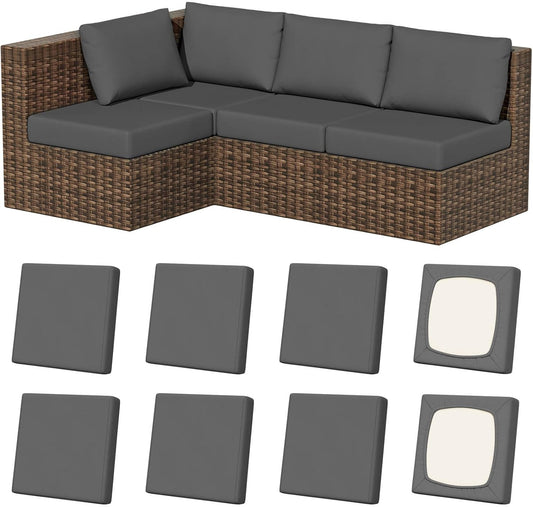 8Pcs Stretch Patio Cushion Covers for Outdoor Furniture Use