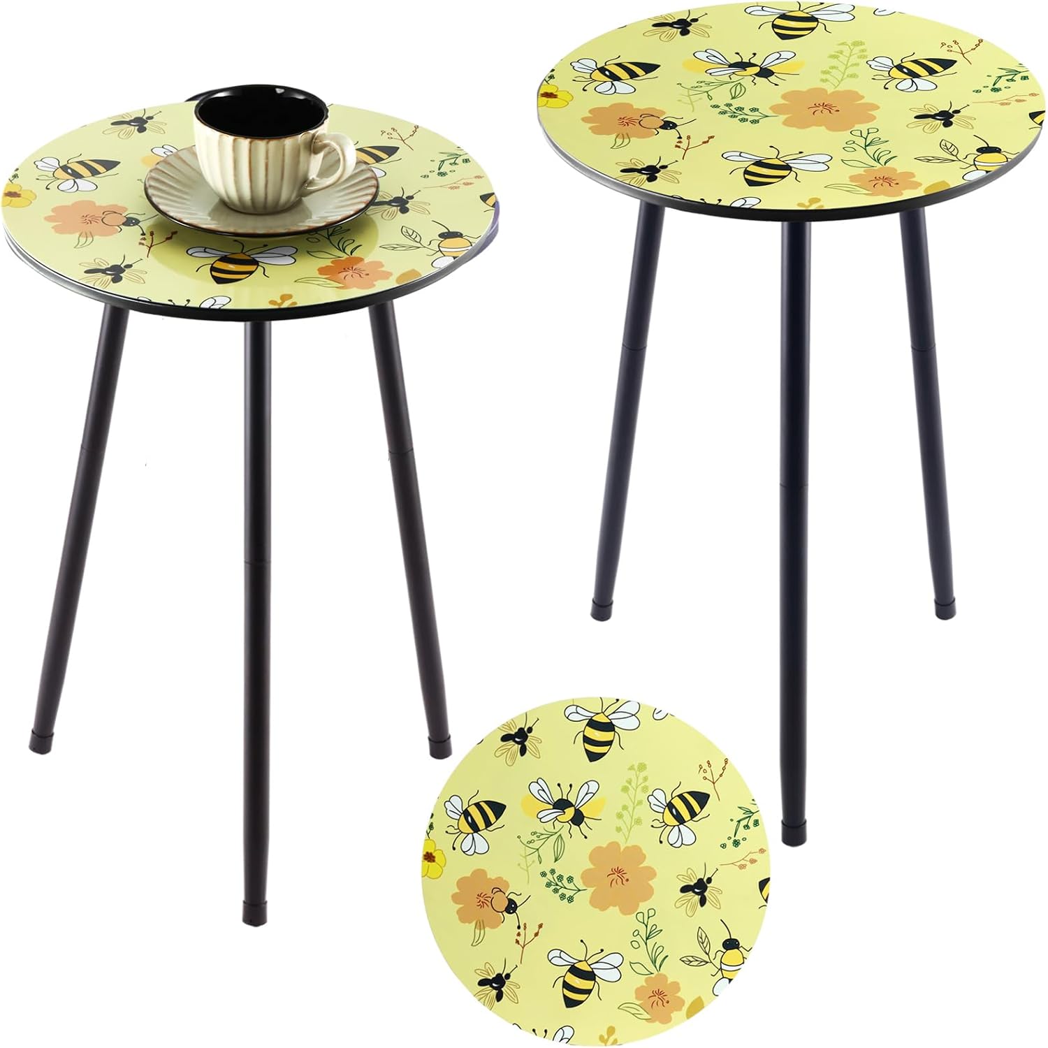 Compact Metal Mosaic Round Side Table for Indoor and Outdoor Use