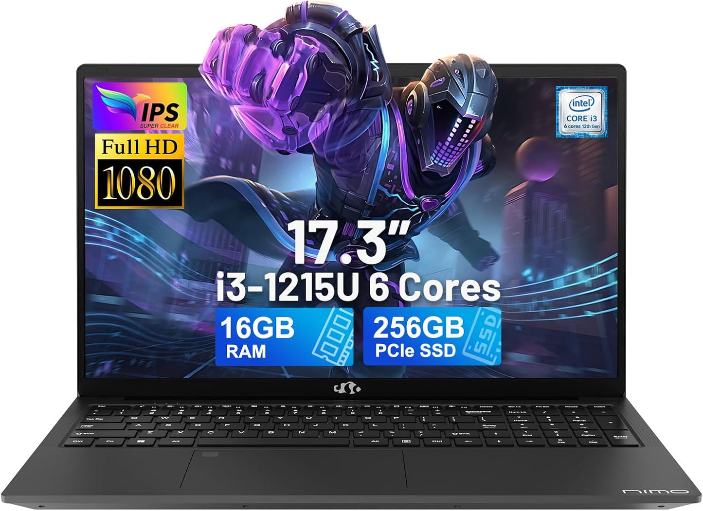 NIMO 17.3 FHD Laptop with Intel i3-1215U and 16GB RAM