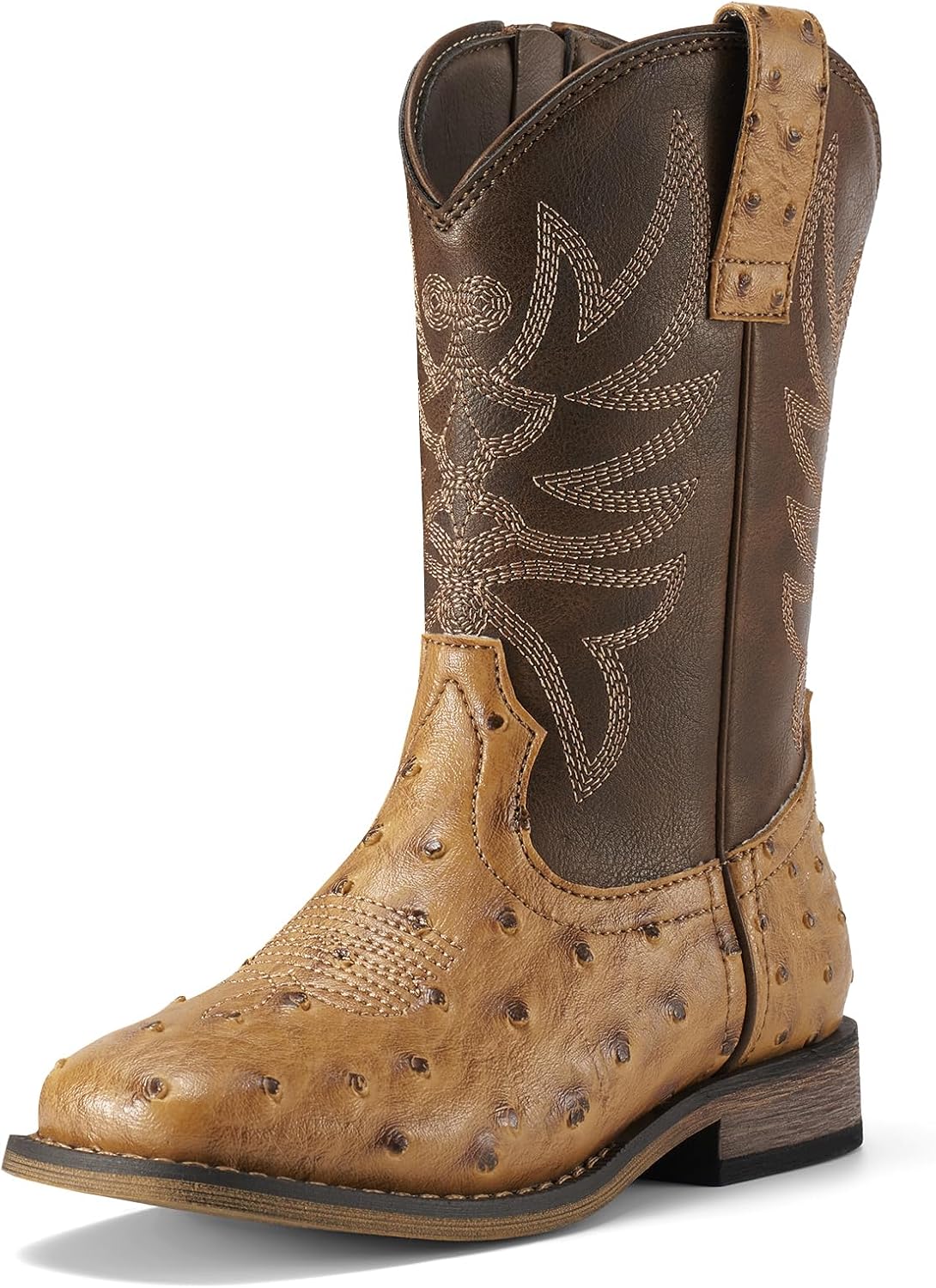 Rollda Kids Cowboy Boots for Boys Girls Western Square Toe