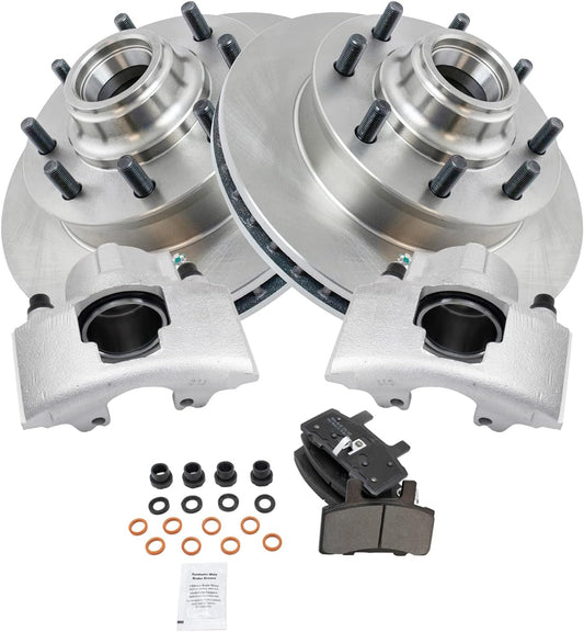 TRQ Front Semi-Metallic Brake Pad Rotor & Caliper Kit