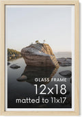 12x18 Picture Frame Natural Oak with Real Glass - Slim Profile