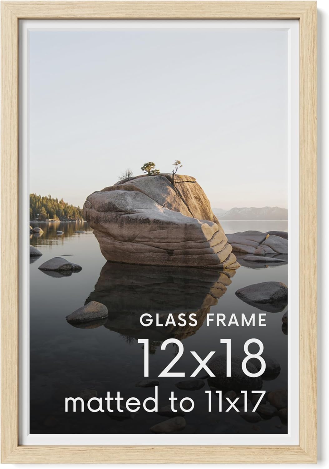 12x18 Picture Frame with Real Glass and Natural Oak Finish