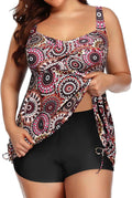 Plus Size Tankini Swimsuit Two Piece Flowy Swimdress (Style P2C4)