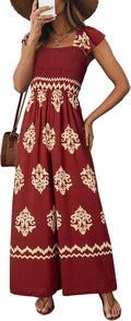 Womens Summer Jumpsuit Square Neck High Waisted with Pockets