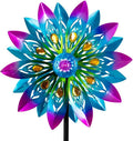 Metal Wind Spinner Peacock Yard Windmill - Colorful 57.5ft Garden Art