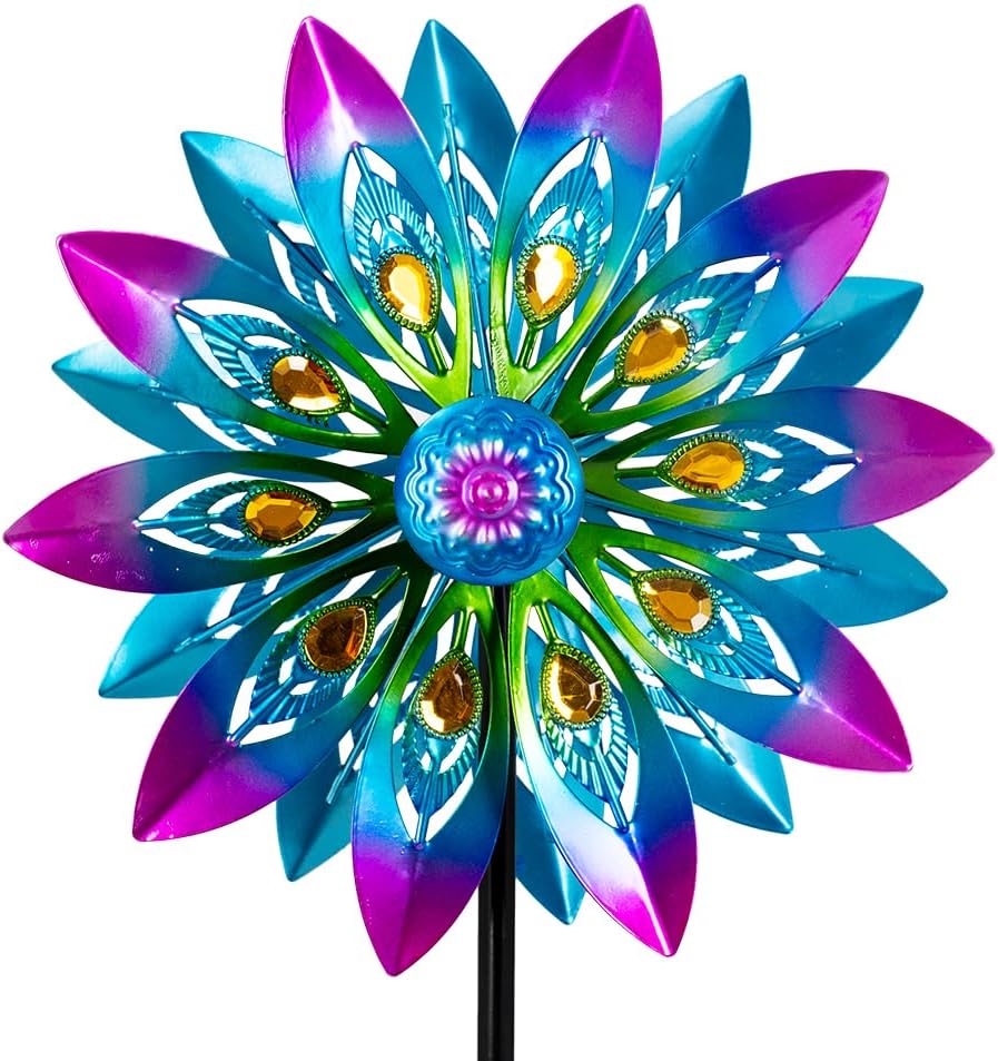 Metal Wind Spinner for Outdoor Decor - Kinetic Peacock Design
