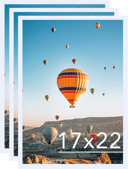 17x22 Picture Frame Set of 3 White for Photos and Posters