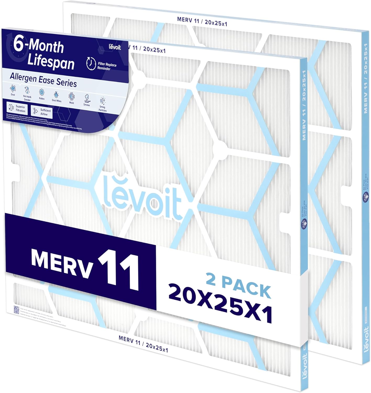 LEVOIT 20x25x1 Air Filter MERV 11 for Home HVAC Systems