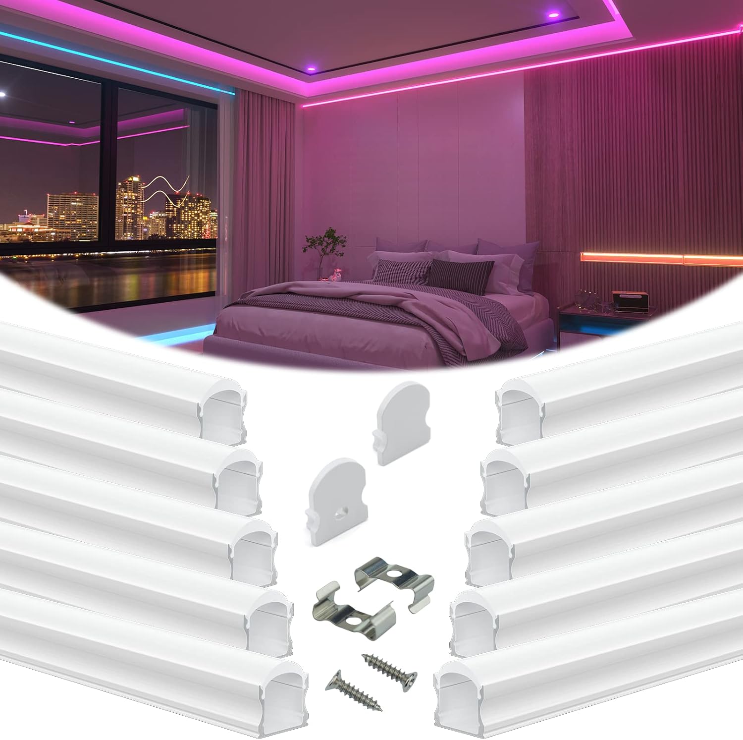 Muzata 10Pack 3.3FT LED Channel with Thicker Milky White Cover