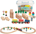 Wooden Train Set 100 Piece All in One - Complete Kids Railway Kit