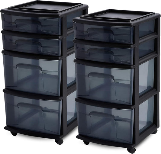 HOMZ 2-Pack Drawer Tower for Versatile Storage Solutions