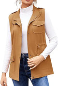 Womens Lightweight Sleeveless Military Anorak Cargo Vest - No Hood
