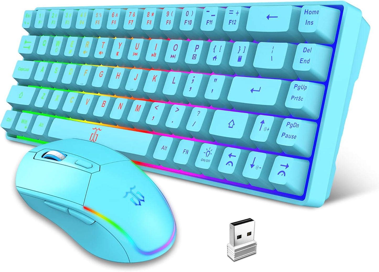 Snpurdiri 60% Wireless Gaming Combo - Rechargeable LED Backlit