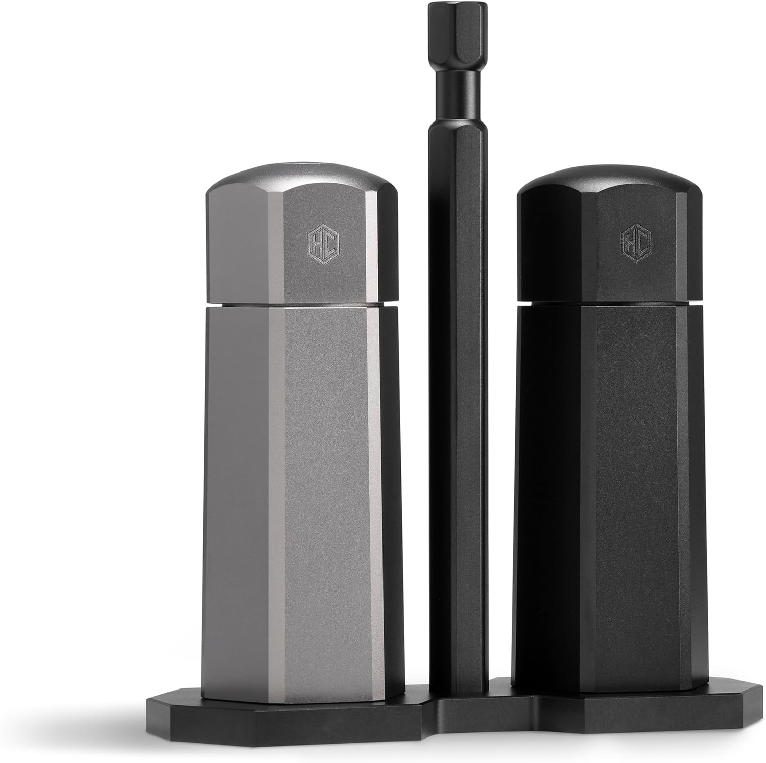 HexClad Tabletop Salt and Pepper Mill Set with Caddy Holder