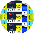 Solid Indoor Wire 12/3 W/G NMB Cable 50ft Coil - Easy Pull Jacket