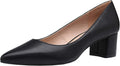 Womens Chunky Low Block Heels Pointed Toe Pumps - Comfortable 2in Heel