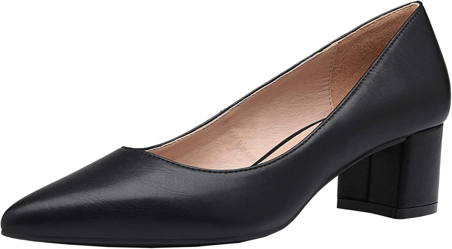 DREAM PAIRS Womens Chunky Low Block Heels Closed Toe Pumps