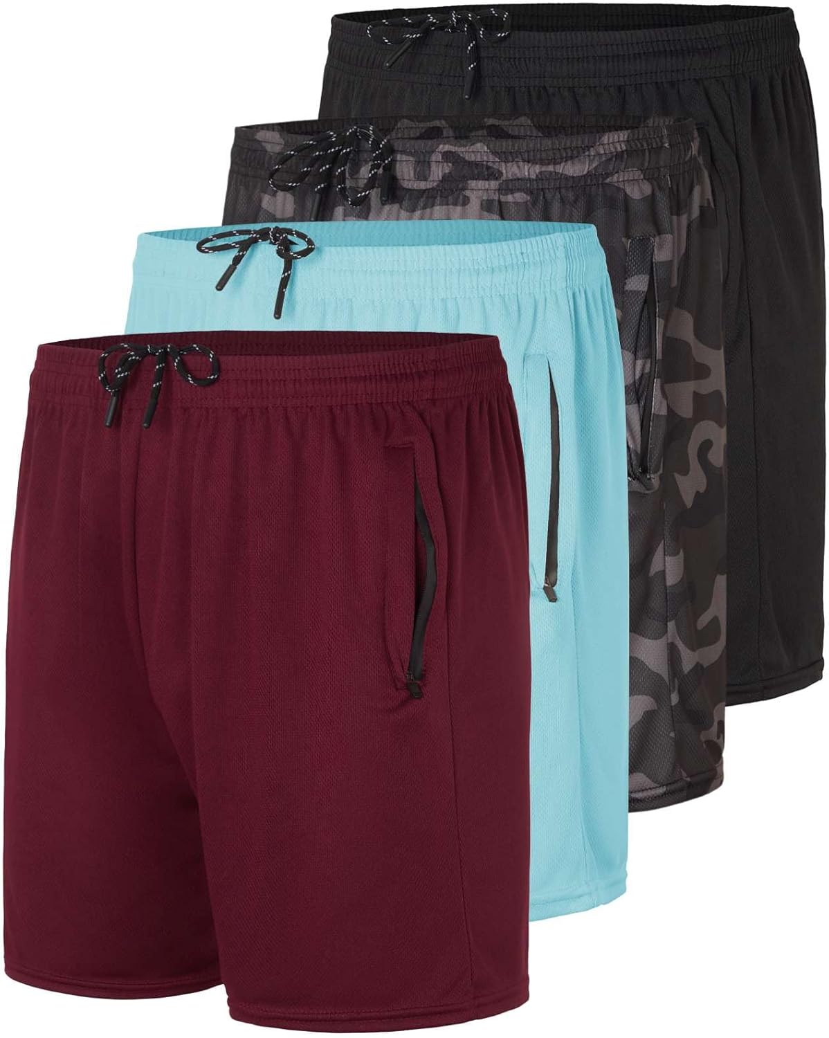 Men's Mesh Athletic Zipper Shorts for Running and Basketball