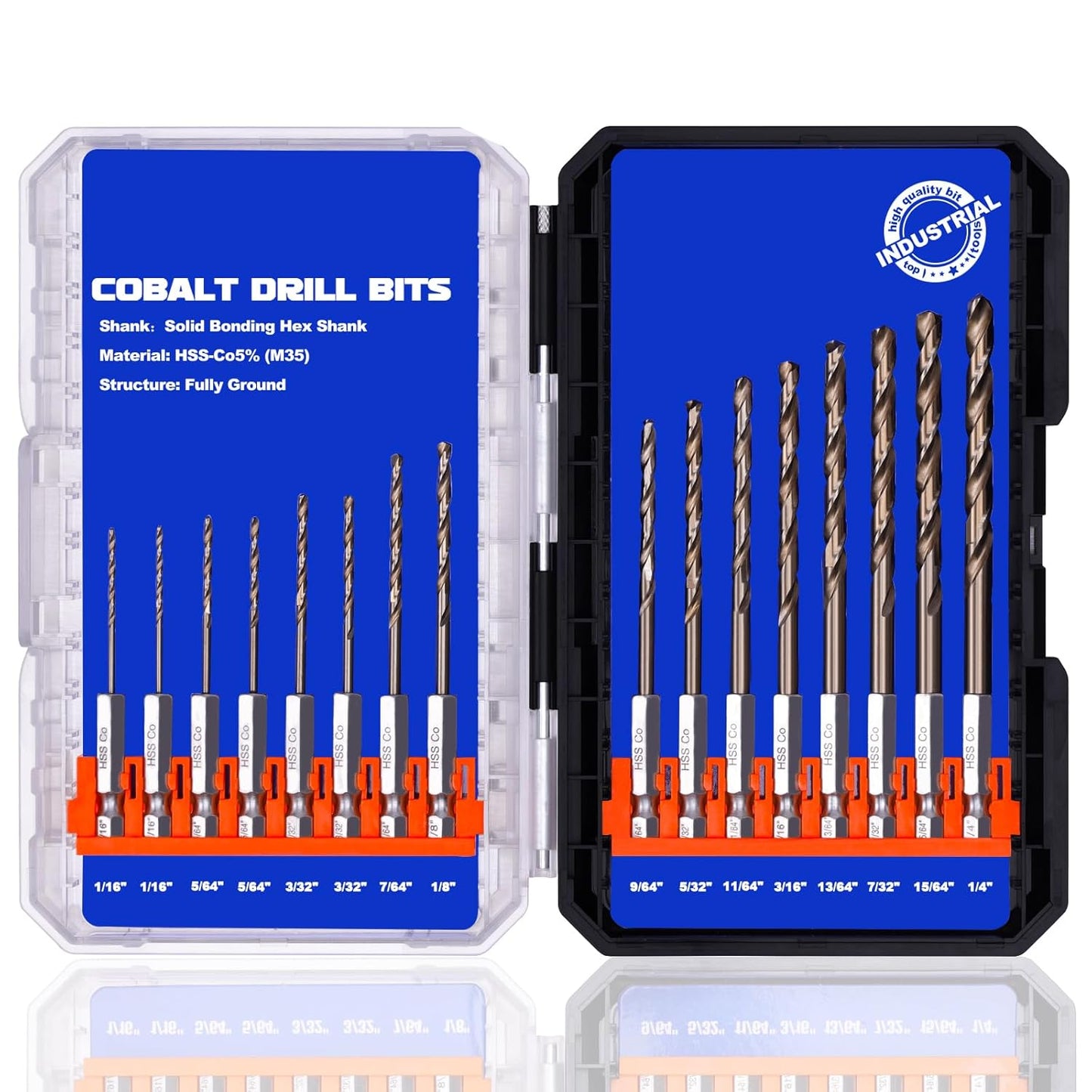 Hex Shank Cobalt Drill Bit Set 16Pcs for Metal and Steel