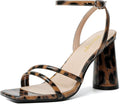 Block Heels Prom Heeled Sandals for Women - Strappy Square Open Toe
