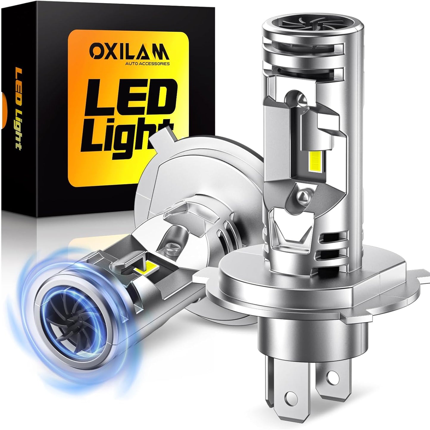 OXILAM H4 LED Bulbs 9003 HB2 - 800% Brighter, Easy Install