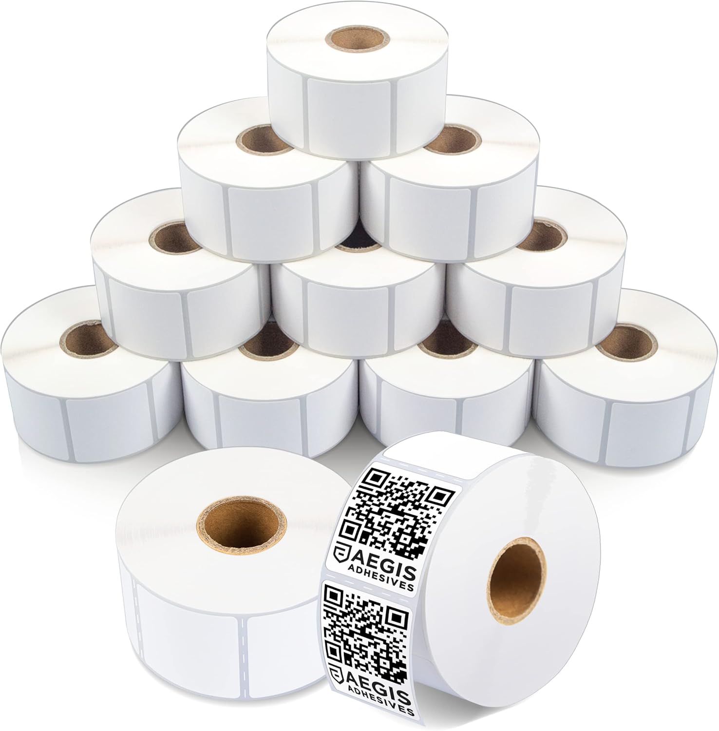 Aegis Adhesives: 1x1 Square Thermal Labels - 12 Rolls