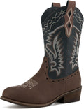 Rollda Kids Cowboy Boots Western Round Toe Cowgirl Boots - Everyday