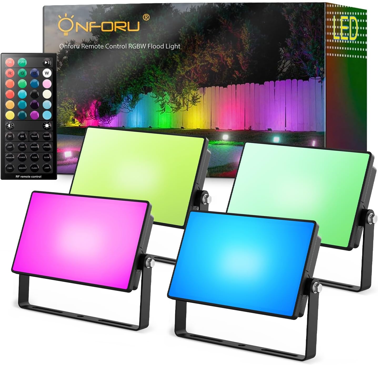 Onforu RGBW Flood Lights Outdoor with Remote Control for Events