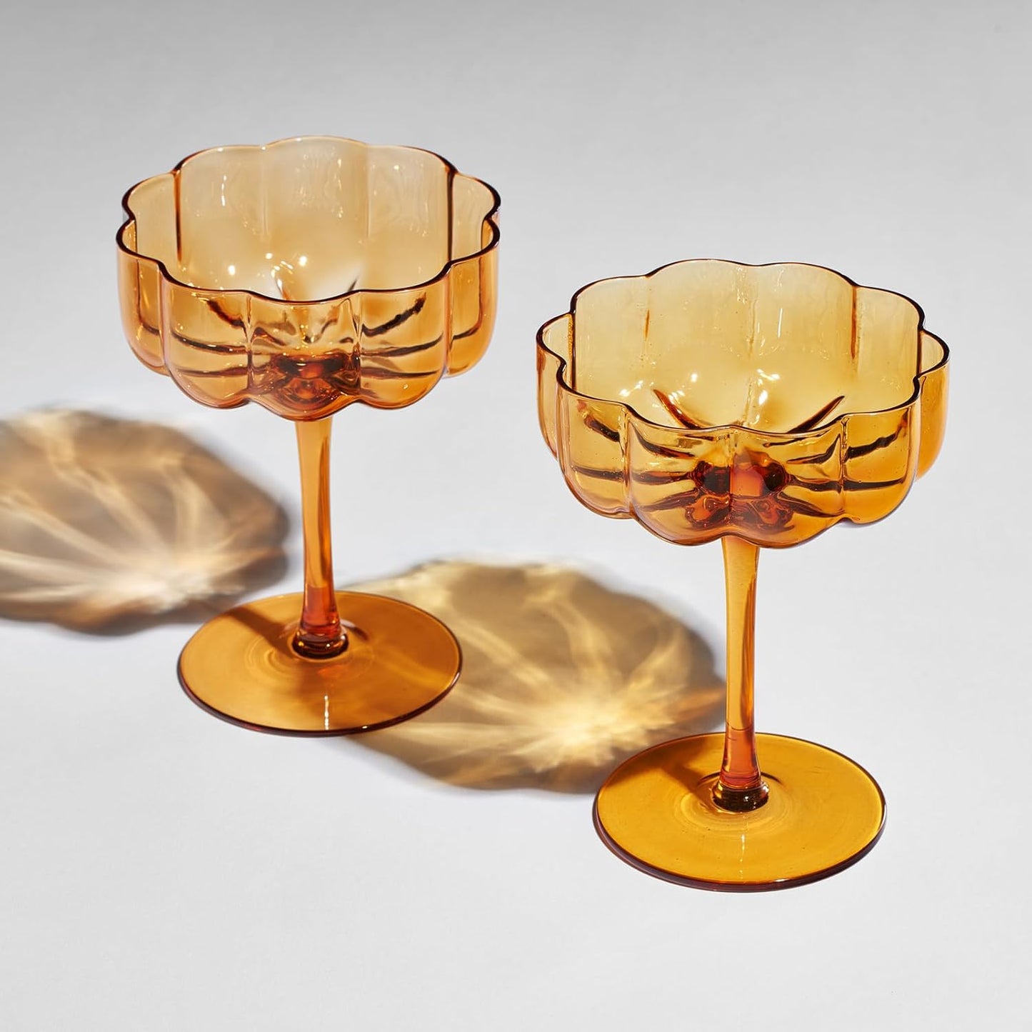 Vintage Amber Cocktail Coupes - Set of 2
