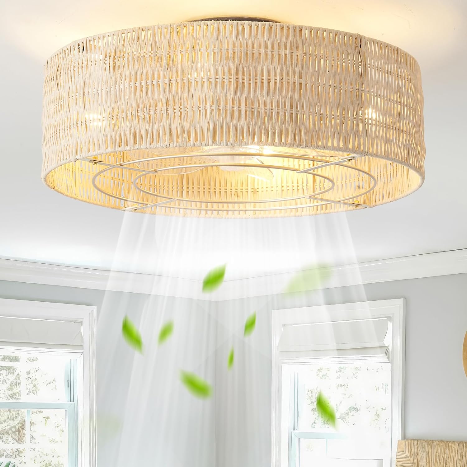 Caged Ceiling Fans with Lights Flush Mount for Cozy Living Spaces