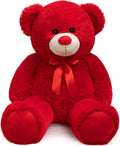 Big Teddy Bear Plush 36 in Red Ribbon - Giant Cuddle Gift