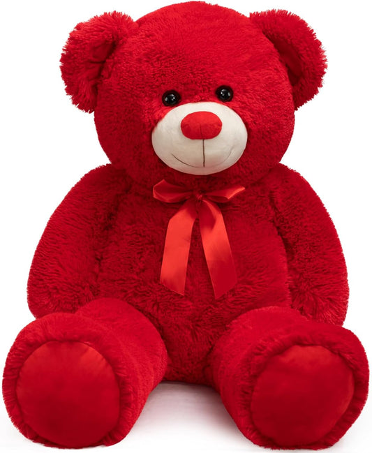Giant Teddy Bear Plush Toy Gift for Girlfriend 36 in Red Ribbon