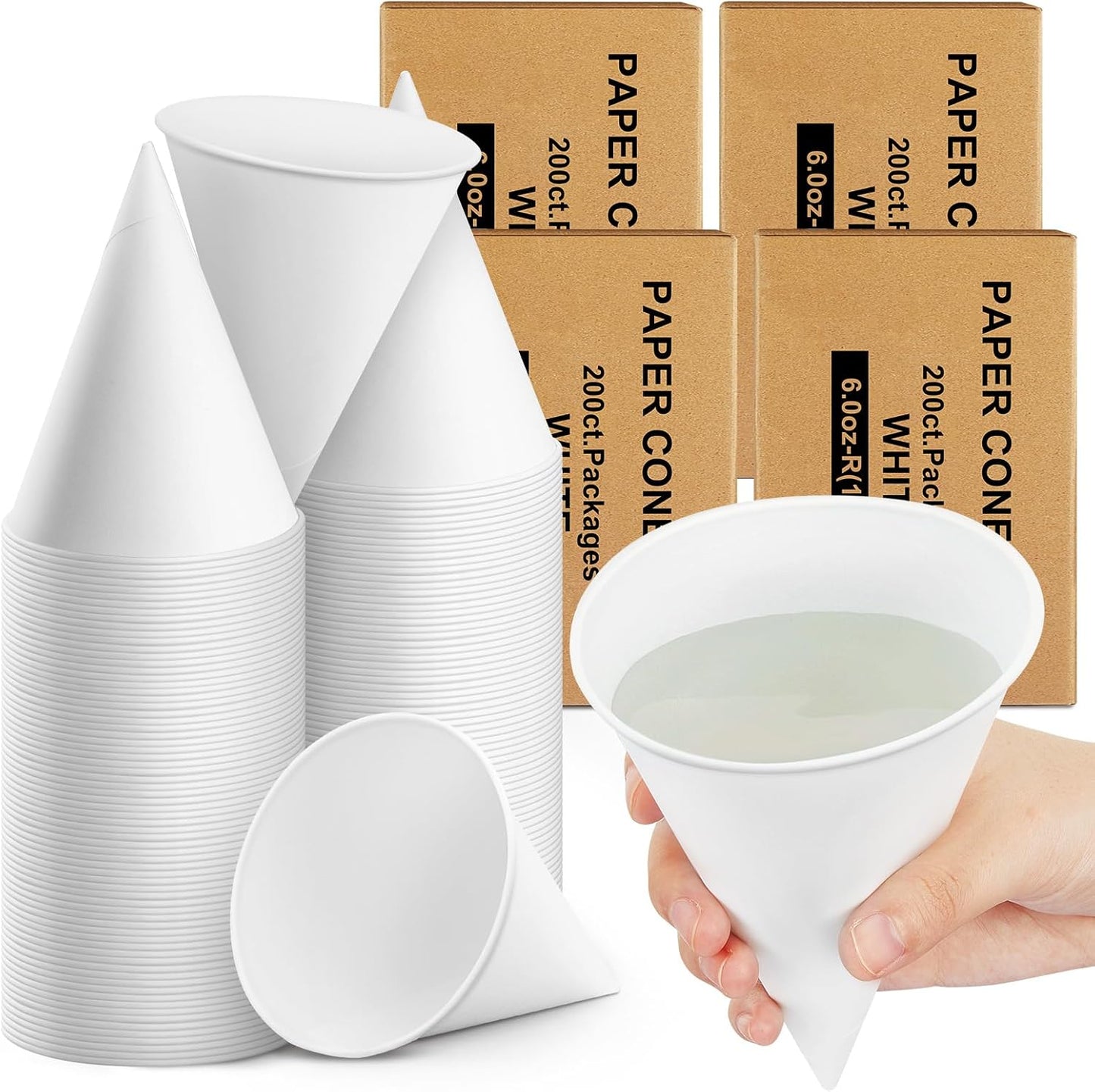 Roshtia 800 Pcs Paper Cone Cups for Shaved Ice and Slushies