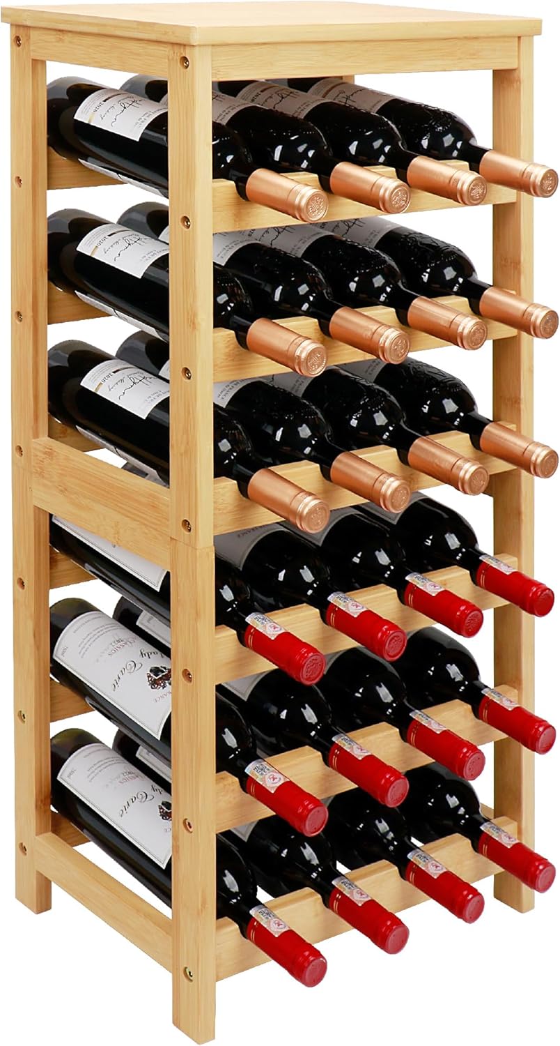 Stylish 6-Tier Bamboo Wine Rack for 24 Bottles Storage