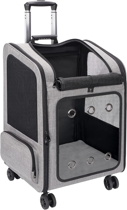 Extra Large Pet Carrier Backpack with Wheels for Travel and Hiking