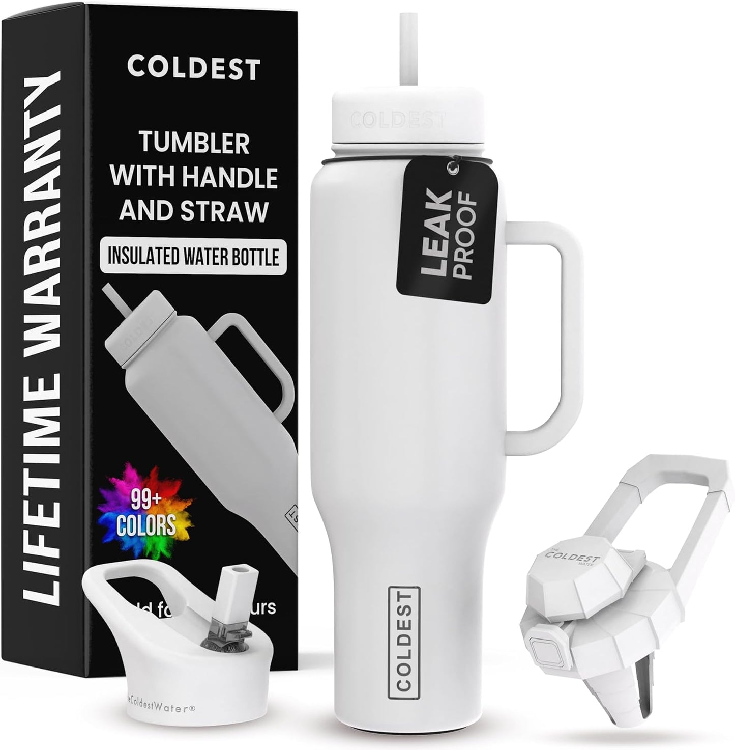 Coldest Tumbler with Handle and Straw - 100% Leak Proof Insulated