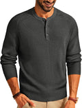 Men's Pullover Sweater - Soft Warm Solid Color Henley Neck