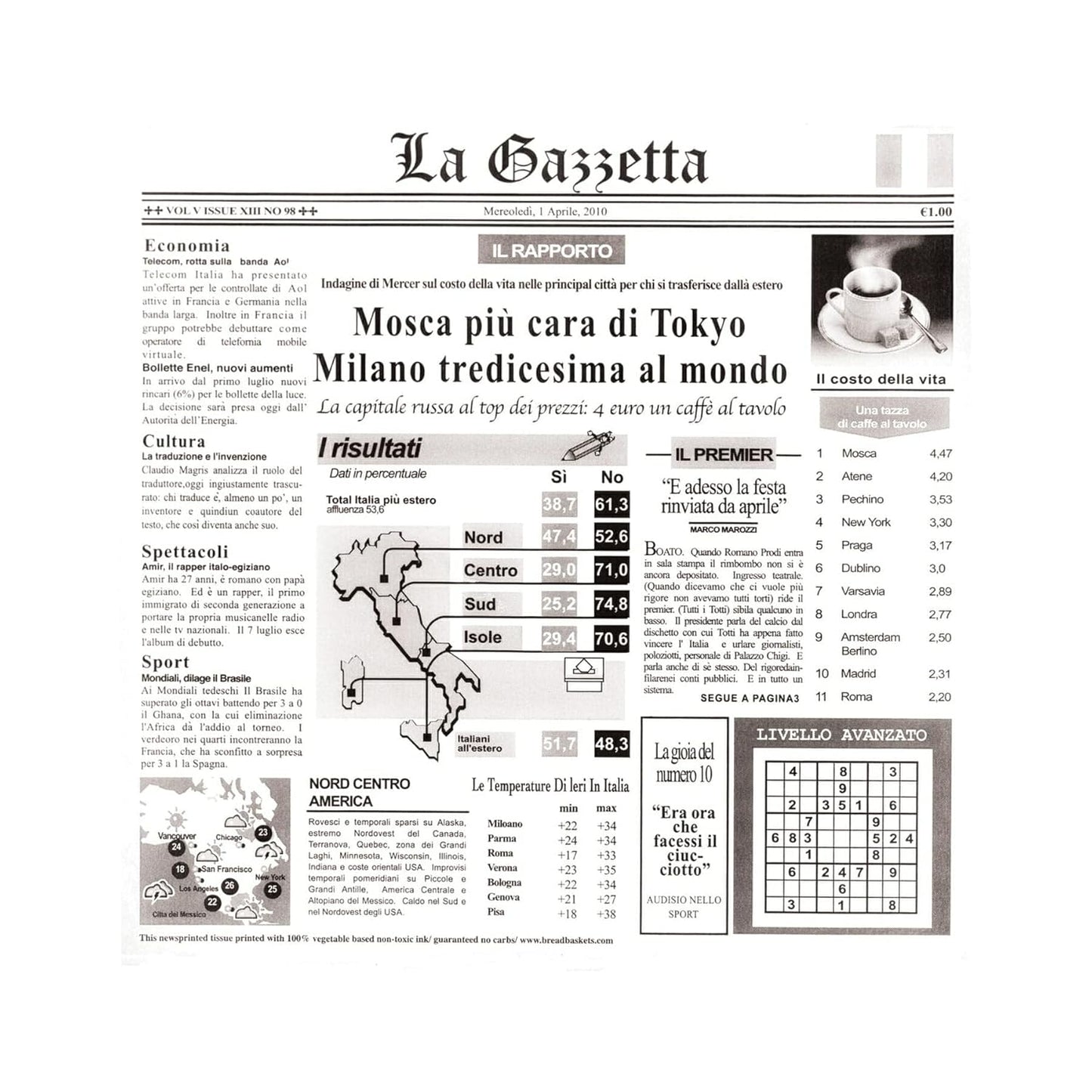 G.E.T. 12 in x 12 in White Food-Safe Italian Newsprint Liners
