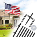 10 FT Flag Pole In Ground with Solar Light - Stable Outdoor Flag Kit